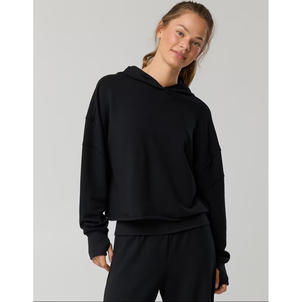 Aerie OTT Fleece Hoodie & Shorts Set Black Size M Loungewear